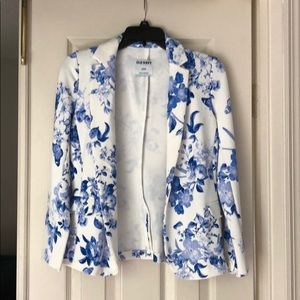 Old navy blue and cream floral blazer